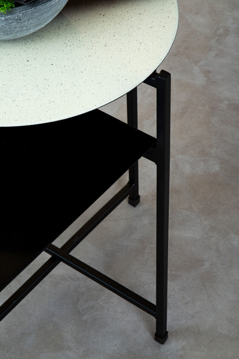 Orsina Ramus Two-Tier Metal Side Table – Black and White Ombre