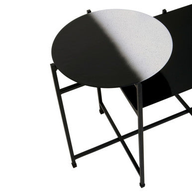 Orsina Ramus Two-Tier Metal Side Table – Black and White Ombre