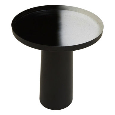 Orsina Ramus Black and White Ombre Round Metal Pedestal Side Table