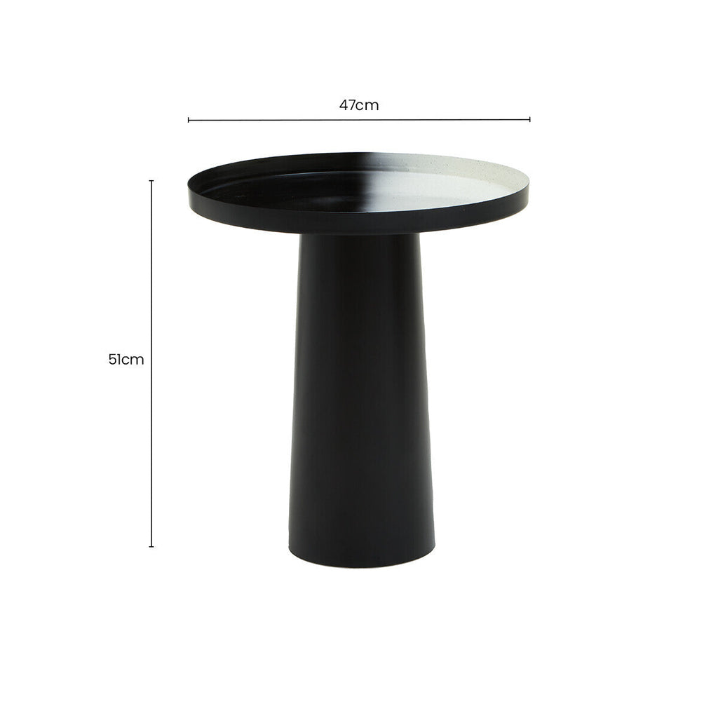 Orsina Ramus Black and White Ombre Round Metal Pedestal Side Table