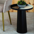 Orsina Ramus Black and White Ombre Round Metal Pedestal Side Table
