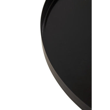 Orsina Ramus Black and White Ombre Round Metal Pedestal Side Table