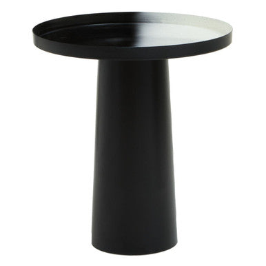 Orsina Ramus Black and White Ombre Round Metal Pedestal Side Table