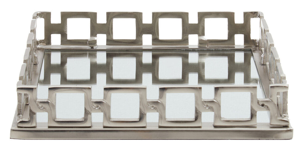 Orsina Rhoda Square Mirror Tray | Nickel Finish Modern Vanity Organizer