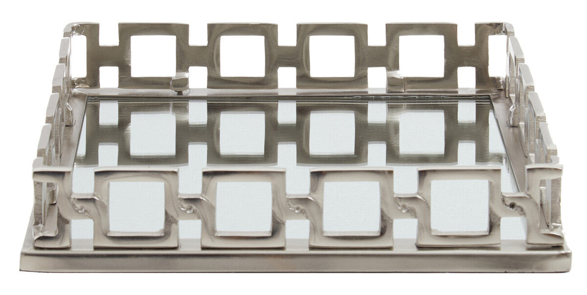 Orsina Rhoda Square Mirror Tray | Nickel Finish Modern Vanity Organizer