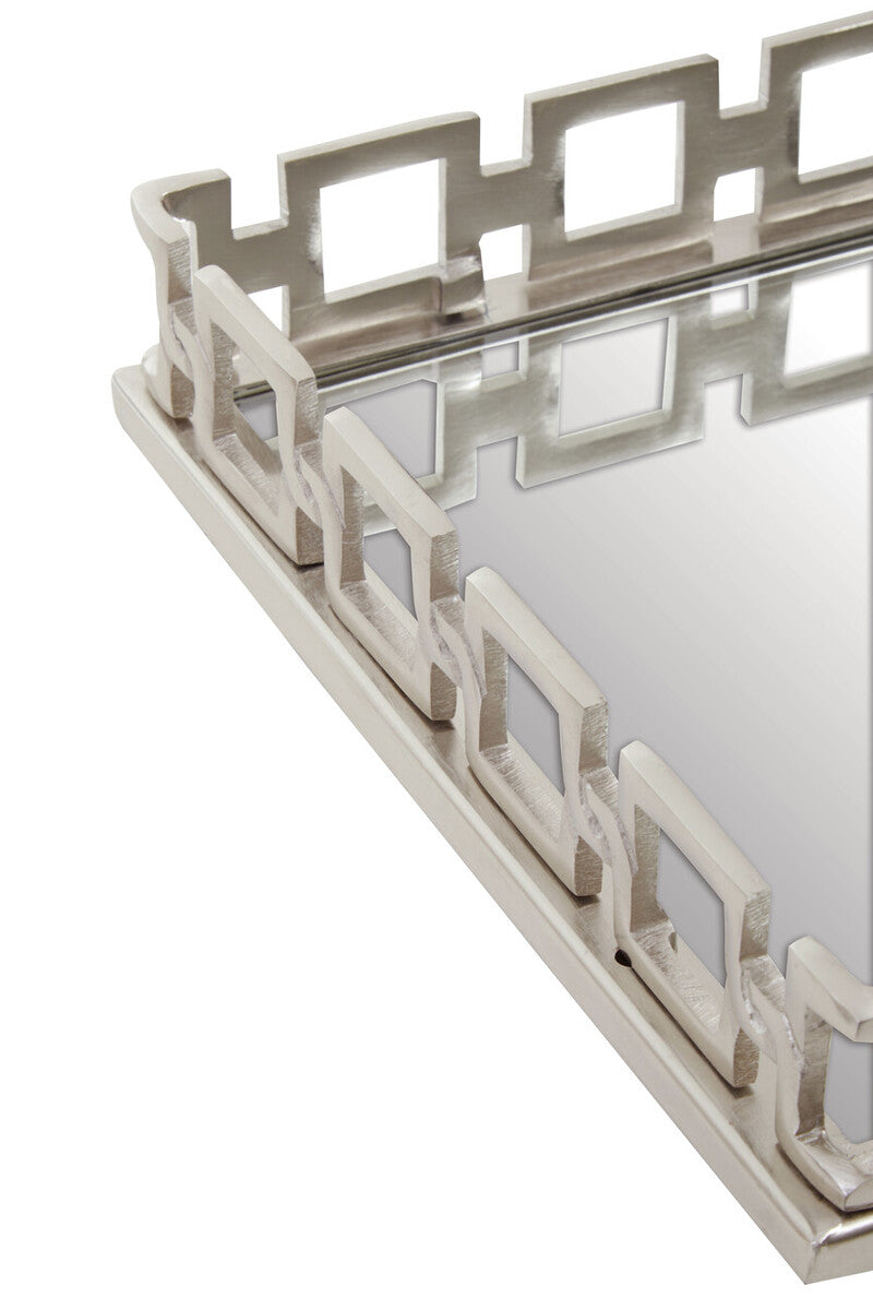 Orsina Rhoda Square Mirror Tray | Nickel Finish Modern Vanity Organizer