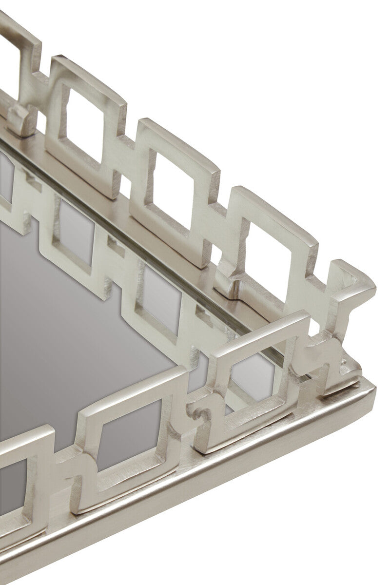 Orsina Rhoda Square Mirror Tray | Nickel Finish Modern Vanity Organizer