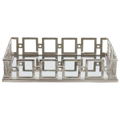 Orsina Rhoda Rectangle Mirror Tray – Nickel Finish Decorative Server