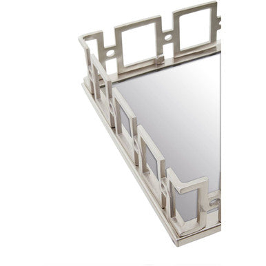 Orsina Rhoda Rectangle Mirror Tray – Nickel Finish Decorative Server