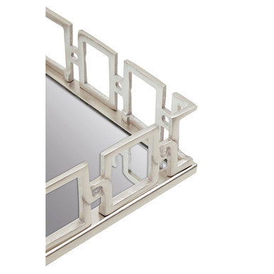 Orsina Rhoda Rectangle Mirror Tray – Nickel Finish Decorative Server