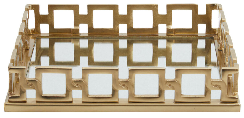 Orsina Rhoda Square Gold Mirror Tray – Modern Decorative Vanity Tray