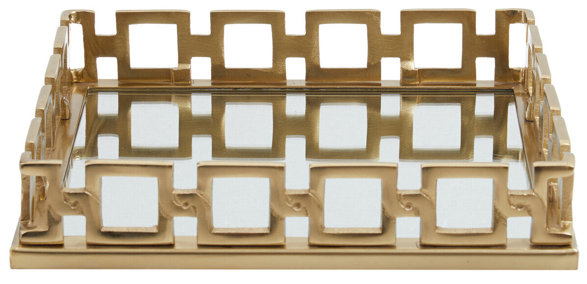 Orsina Rhoda Square Gold Mirror Tray – Modern Decorative Vanity Tray