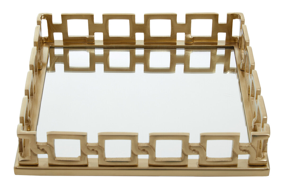 Orsina Rhoda Square Gold Mirror Tray – Modern Decorative Vanity Tray