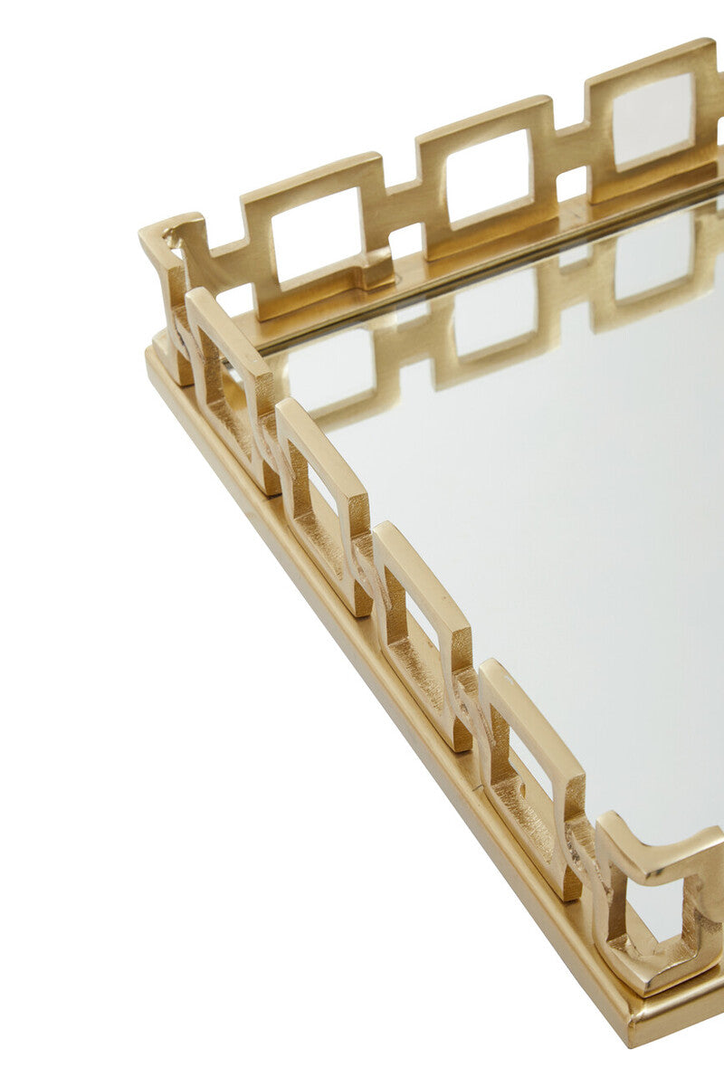 Orsina Rhoda Square Gold Mirror Tray – Modern Decorative Vanity Tray