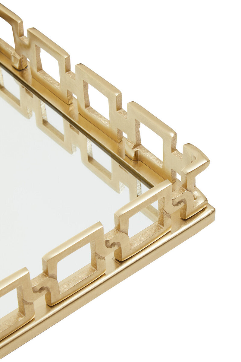 Orsina Rhoda Square Gold Mirror Tray – Modern Decorative Vanity Tray