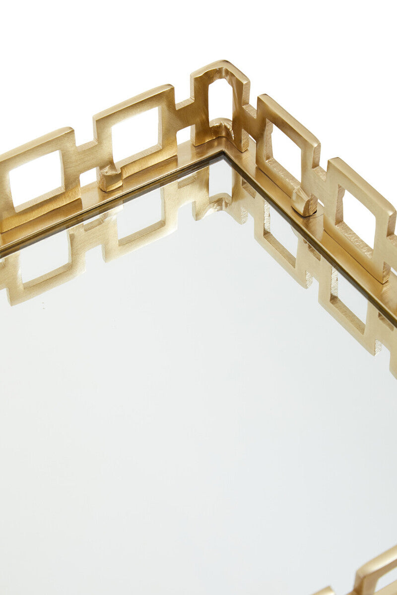Orsina Rhoda Square Gold Mirror Tray – Modern Decorative Vanity Tray
