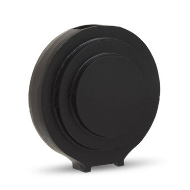 Orsina Hapax Round Matte Black Aluminium Vase – Modern Sculptural Decor
