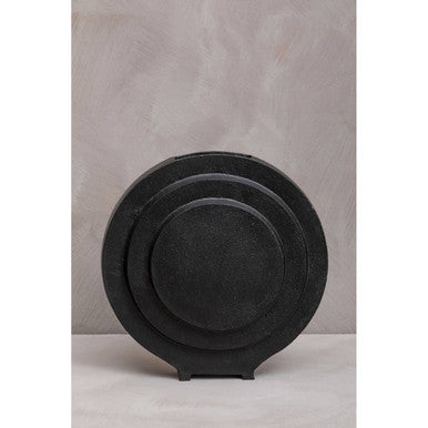 Orsina Hapax Round Matte Black Aluminium Vase – Modern Sculptural Decor