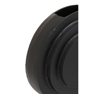 Orsina Hapax Round Matte Black Aluminium Vase – Modern Sculptural Decor