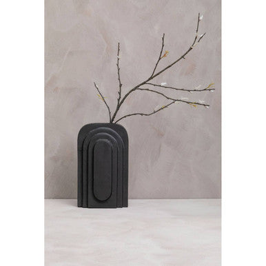 Orsina Hapax Tall Black Vase – Handcrafted Textured Aluminium