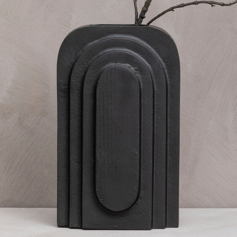 Orsina Hapax Tall Black Vase – Handcrafted Textured Aluminium