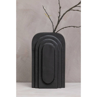 Orsina Hapax Tall Black Vase – Handcrafted Textured Aluminium