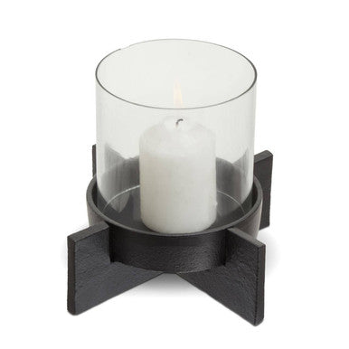 Orsina Hapax Small Candle Holder – Matte Black Textured Aluminium