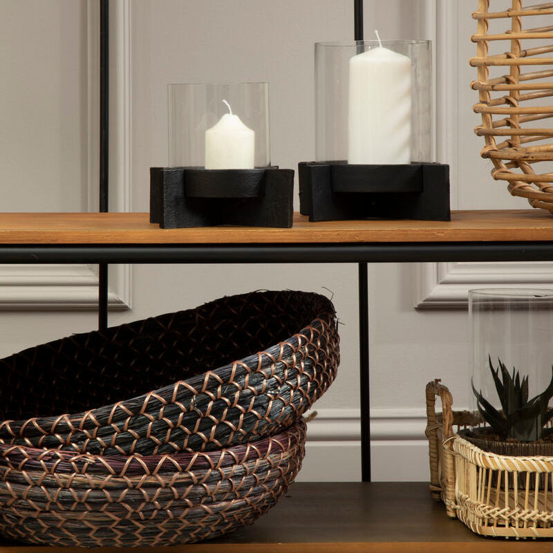 Orsina Hapax Small Candle Holder – Matte Black Textured Aluminium