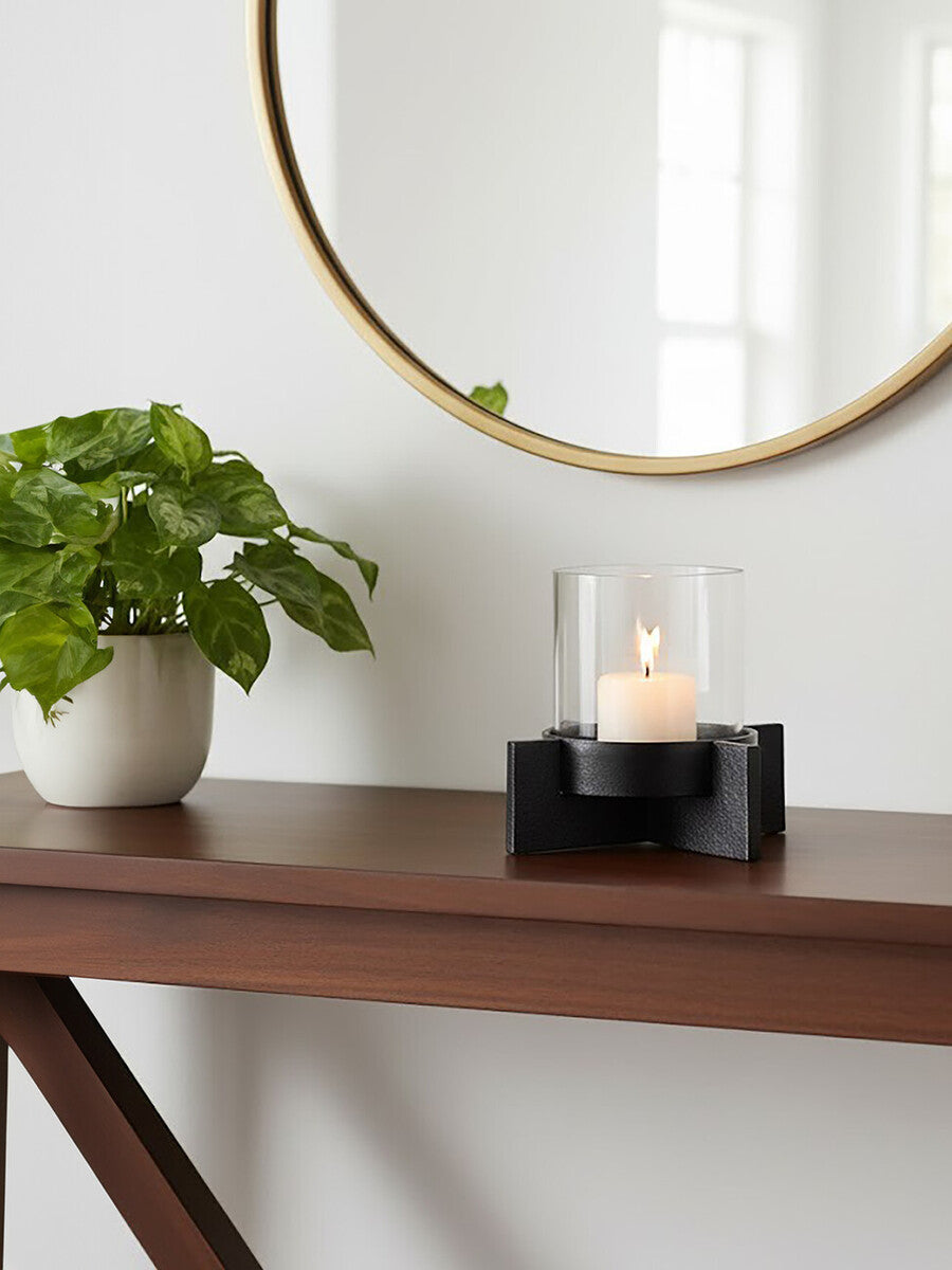 Orsina Hapax Small Candle Holder – Matte Black Textured Aluminium