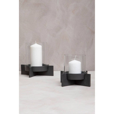 Orsina Hapax Large Matte Black Sculptural Aluminium Candle Holder