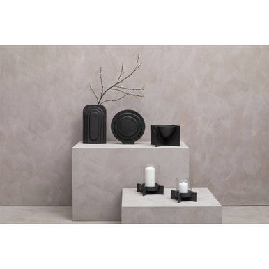Orsina Hapax Large Matte Black Sculptural Aluminium Candle Holder
