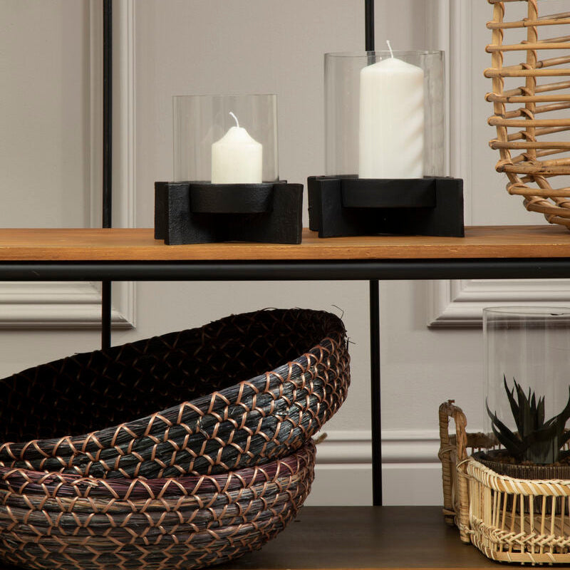 Orsina Hapax Large Matte Black Sculptural Aluminium Candle Holder