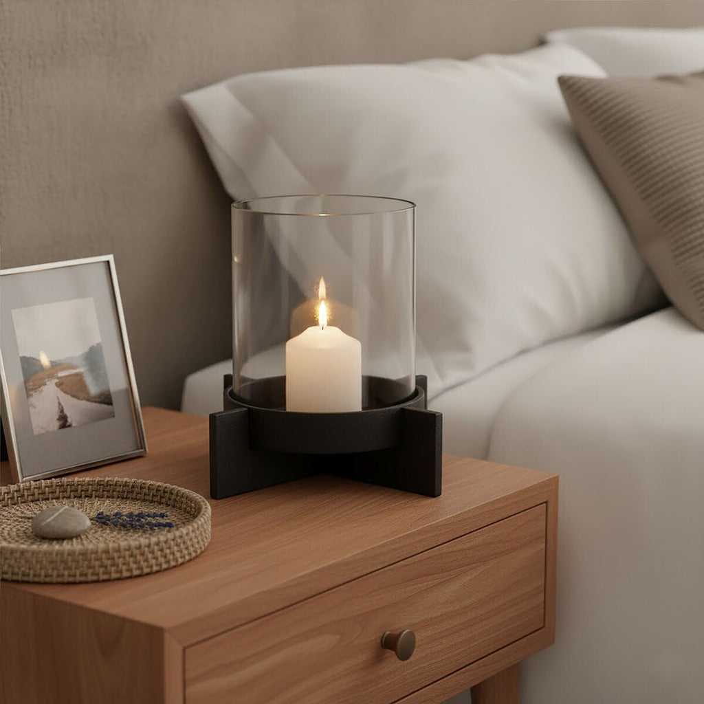 Orsina Hapax Large Matte Black Sculptural Aluminium Candle Holder