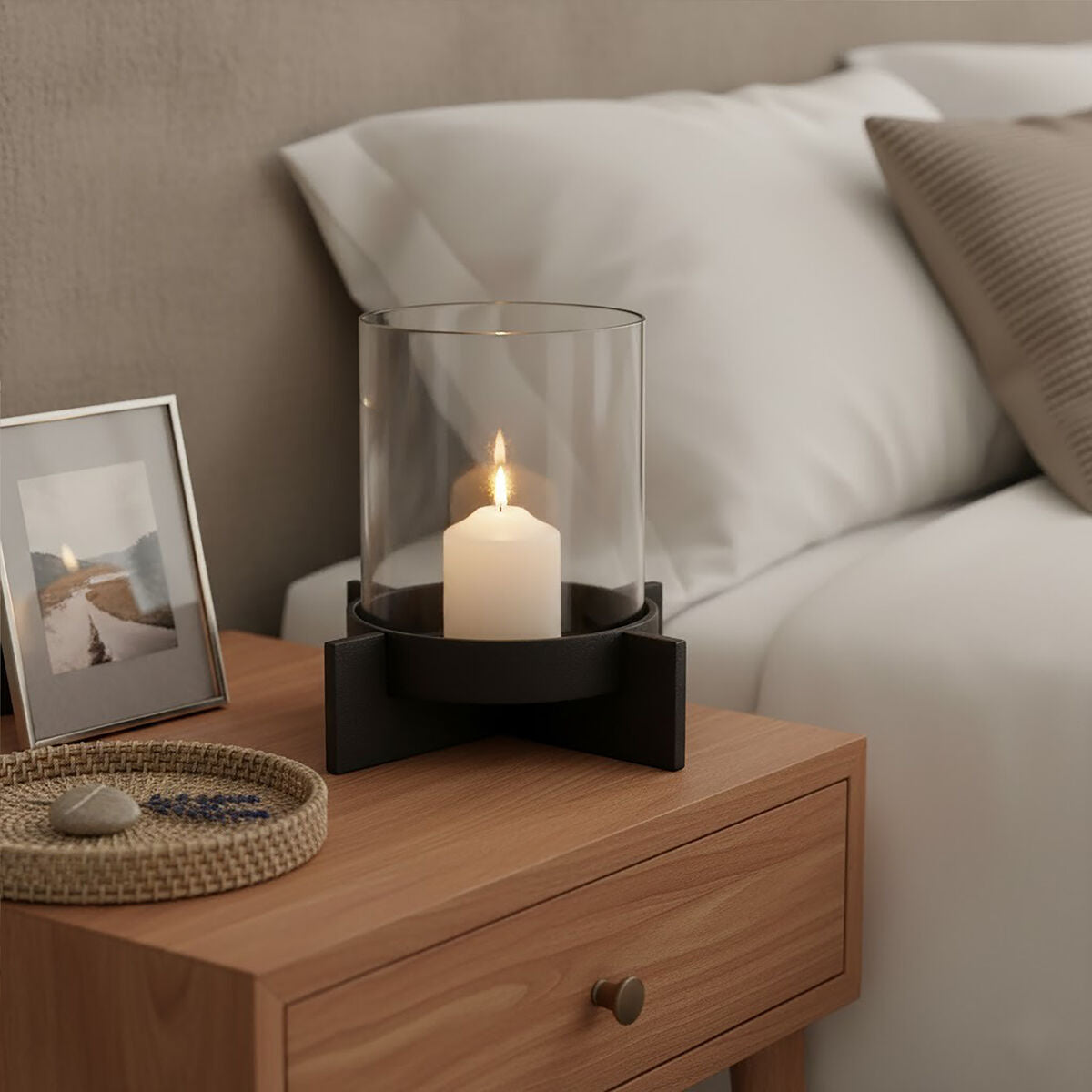 Orsina Hapax Large Matte Black Sculptural Aluminium Candle Holder