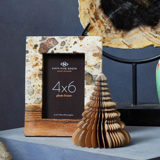 Orsina Olena Marble and Acacia Wood Photo Frame | 5x7 Large Tabletop