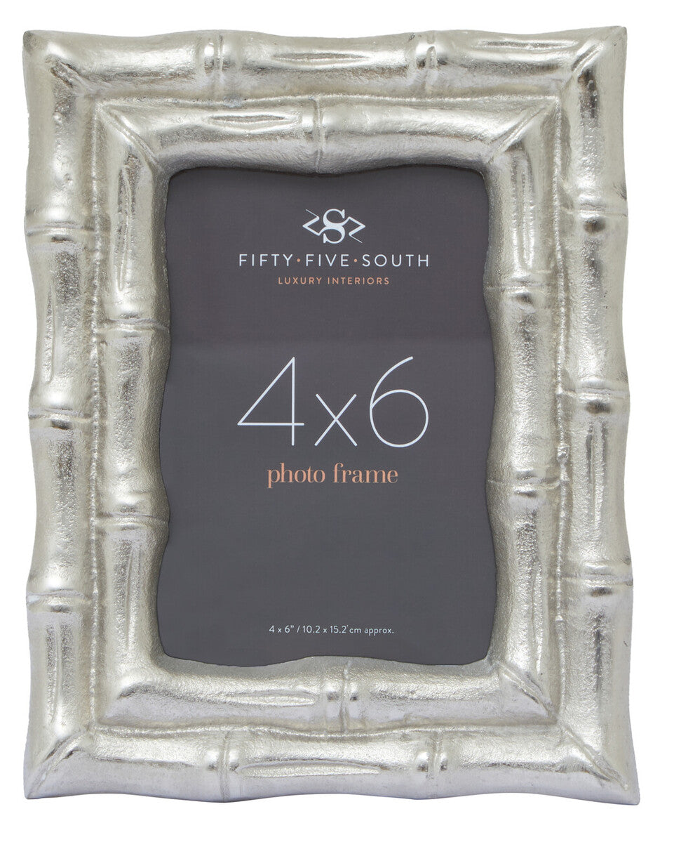 Orsina Hiba Silver Bamboo Effect Photo Frame | 4x6 Tabletop Display