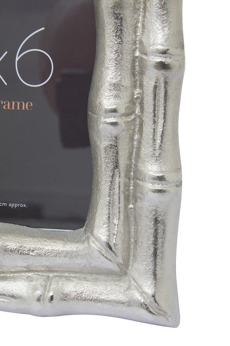 Orsina Hiba Silver Bamboo Effect Photo Frame | 4x6 Tabletop Display