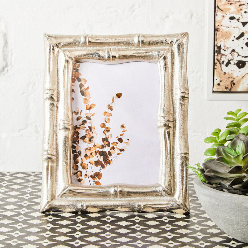 Orsina Hiba Silver Bamboo Effect 5x7 Photo Frame | Aluminum Picture Frame