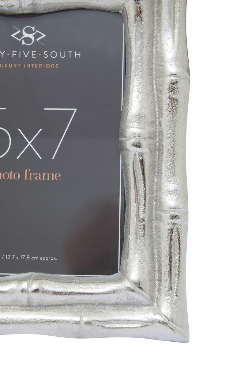 Orsina Hiba Silver Bamboo Effect 5x7 Photo Frame | Aluminum Picture Frame