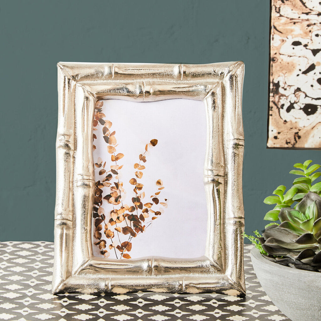 Orsina Hiba Silver Bamboo Effect 5x7 Photo Frame | Aluminum Picture Frame