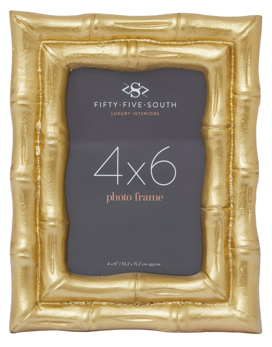 Orsina Hiba Gold Bamboo Effect Photo Frame – 4x6in Tabletop Display
