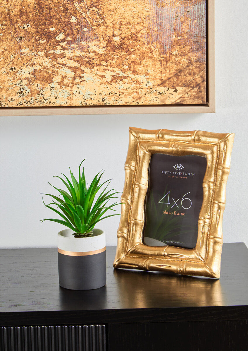 Orsina Hiba Gold Bamboo Effect Photo Frame – 4x6in Tabletop Display