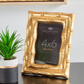 Orsina Hiba Gold Bamboo Effect Photo Frame – 4x6in Tabletop Display