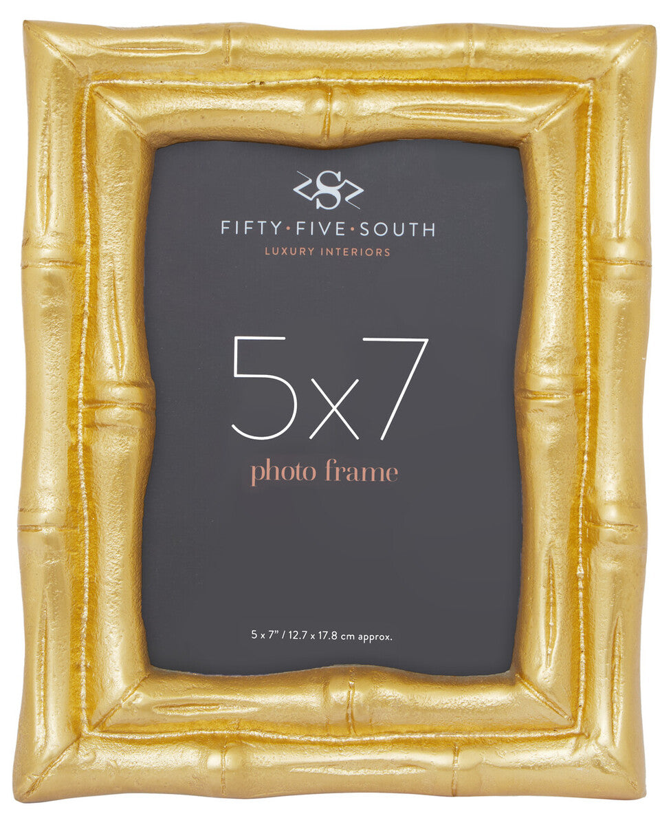 Orsina Hiba Gold Bamboo Effect Photo Frame | 5x7 Aluminum Picture Frame