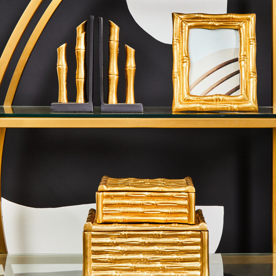 Orsina Hiba Gold Bamboo Effect Photo Frame | 5x7 Aluminum Picture Frame
