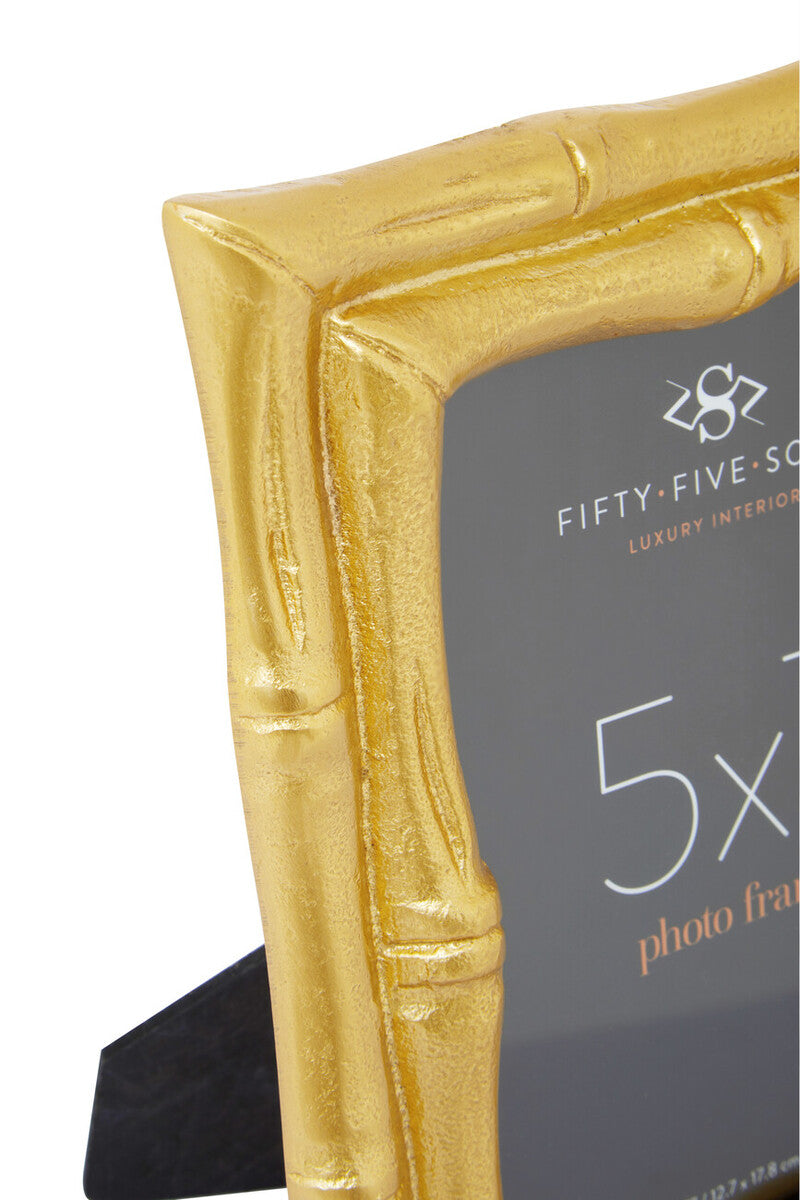 Orsina Hiba Gold Bamboo Effect Photo Frame | 5x7 Aluminum Picture Frame