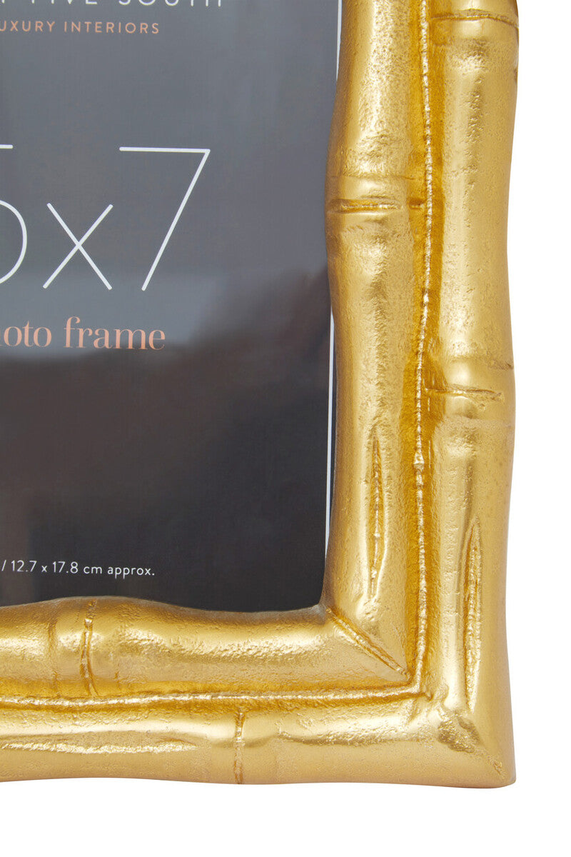 Orsina Hiba Gold Bamboo Effect Photo Frame | 5x7 Aluminum Picture Frame