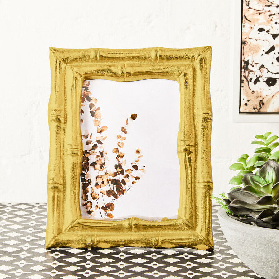 Orsina Hiba Gold Bamboo Effect Photo Frame | 5x7 Aluminum Picture Frame