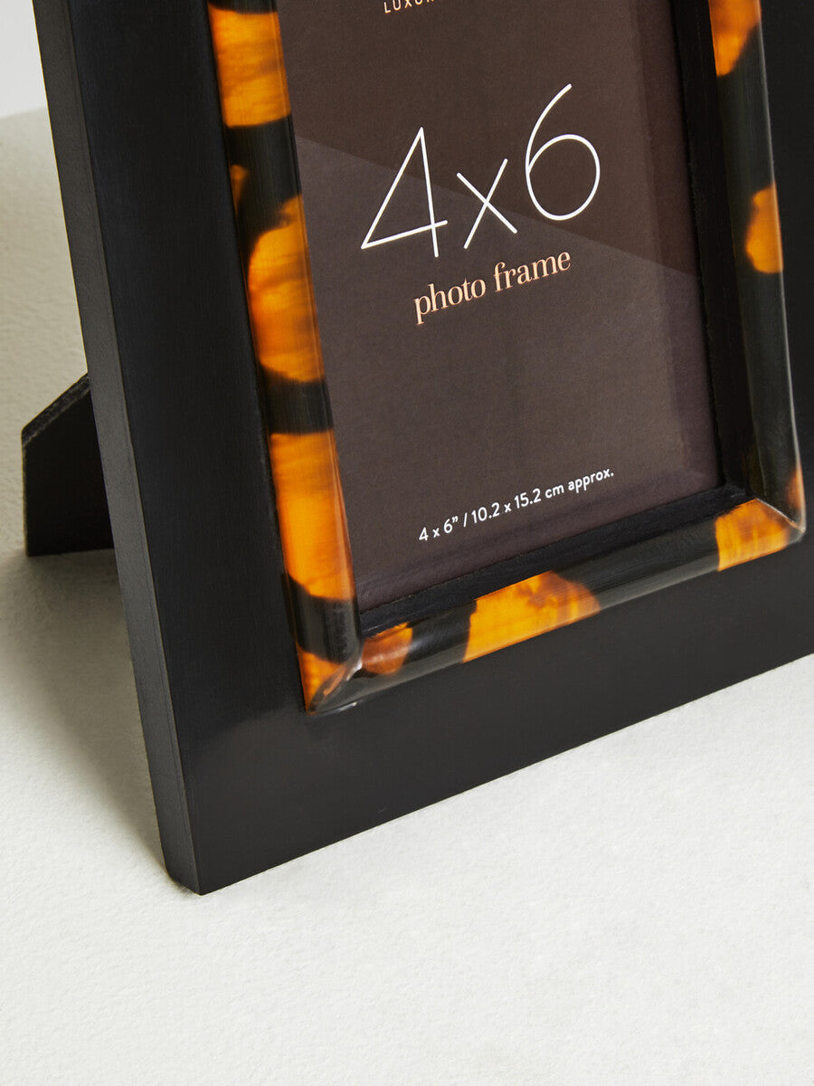 Orsina Roma Tortoise Shell Photo Frame – 4 x 6 Inch Tabletop Decor