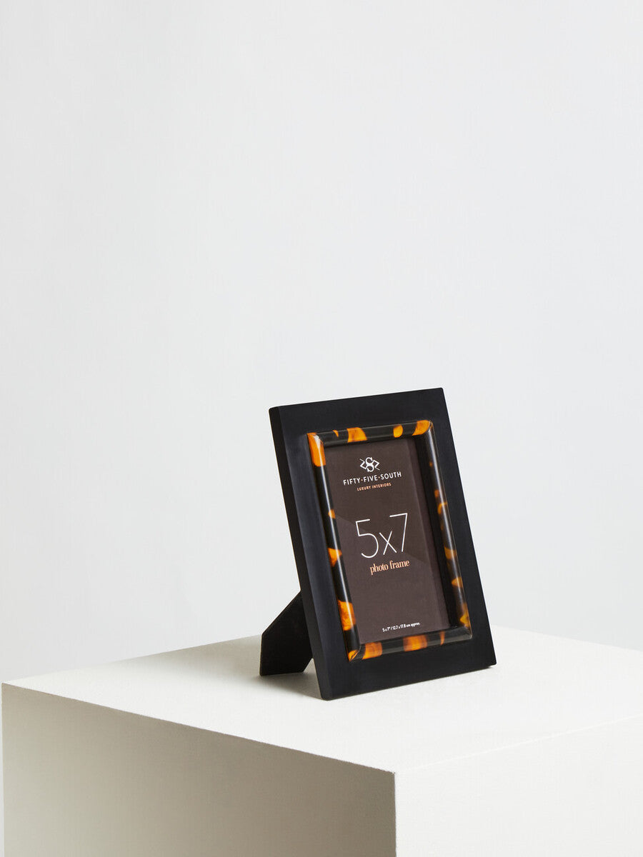 Orsina Roma Tortoise Shell Photo Frame – 5 x 7 Inch Gold Trim
